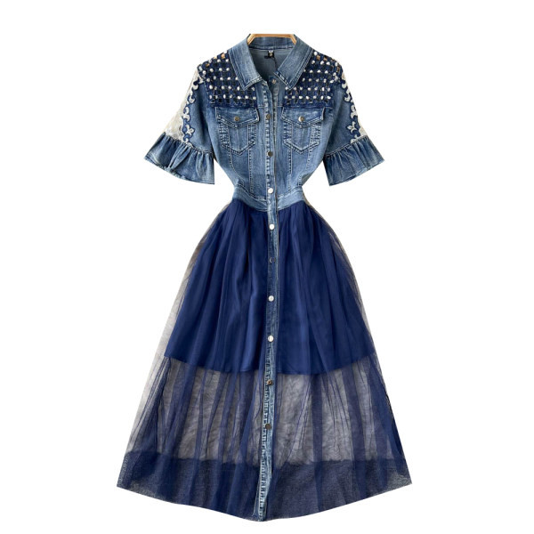 Naiste nööpidega teksakleit