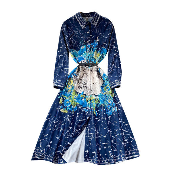 Naiste vabaaja kleit vöö ja pikkade varrukatega