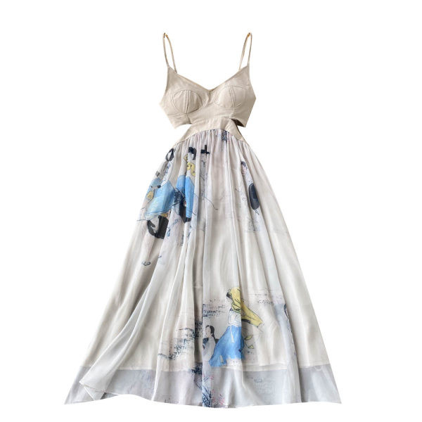 Καλοκαιρινό γυναικείο φόρεμα με λεπτές τιράντες