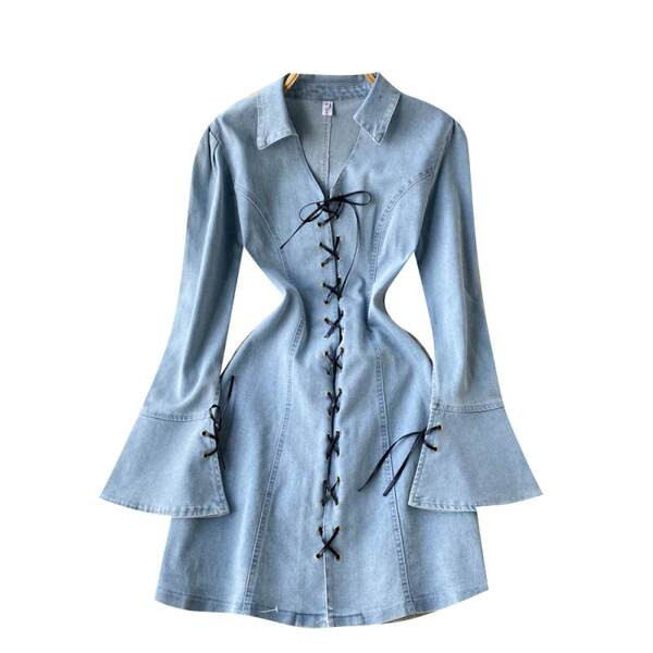 Naiste lipsude ja spitsikaelusega teksakleit