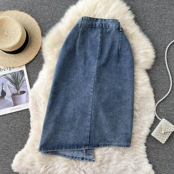 Fusta de dama moderna din denim - model asimetric