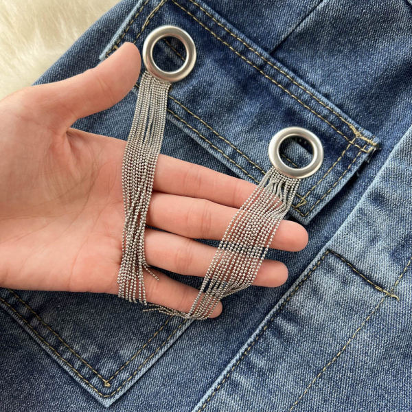 Fusta de dama moderna din denim - model asimetric