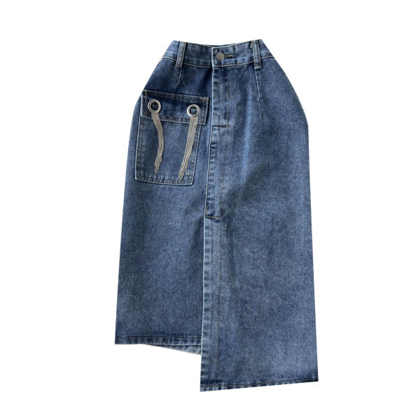 Fusta de dama moderna din denim - model asimetric