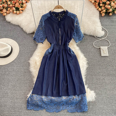 Rochie de dama cu dantela albastra