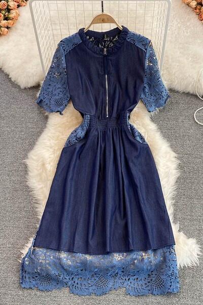 Rochie de dama cu dantela albastra