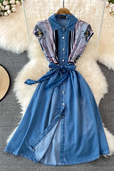 Naiste retro kleit klassikalise kraega