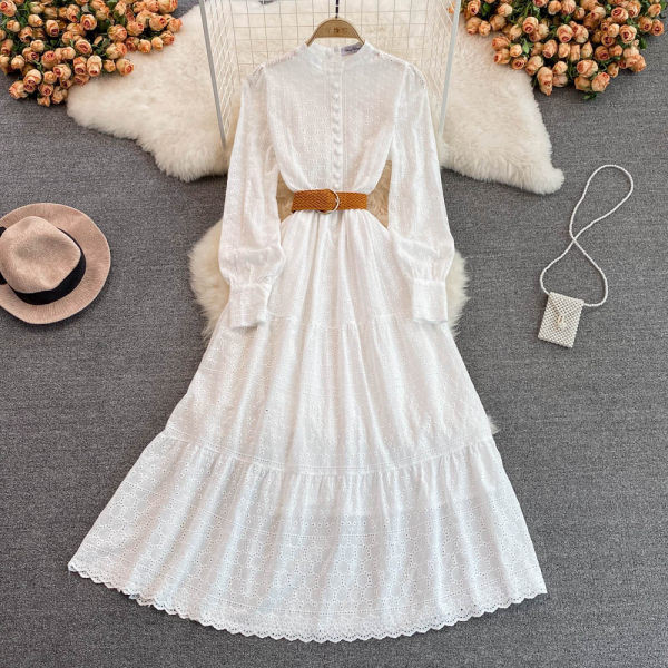 Stiilne pikkade varrukatega kleit naistele