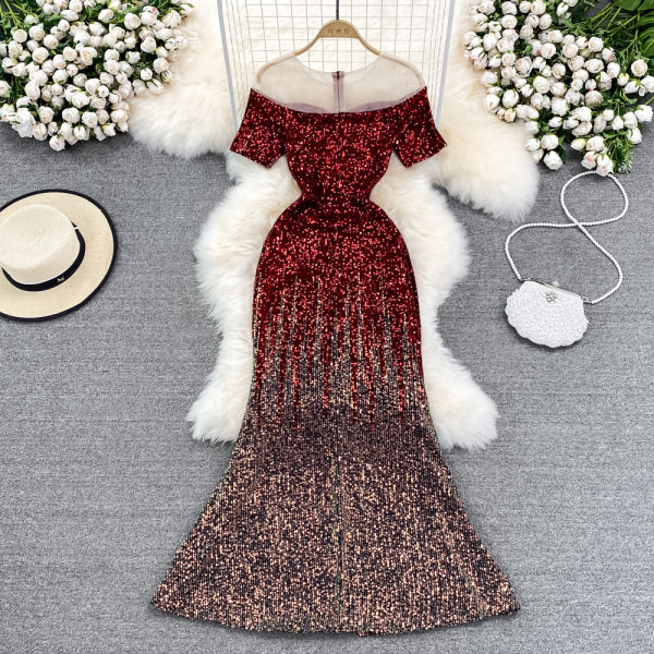 Stiilne särava efektiga naiste pikk kleit