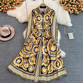 Rochie lunga moderna cu guler clasic