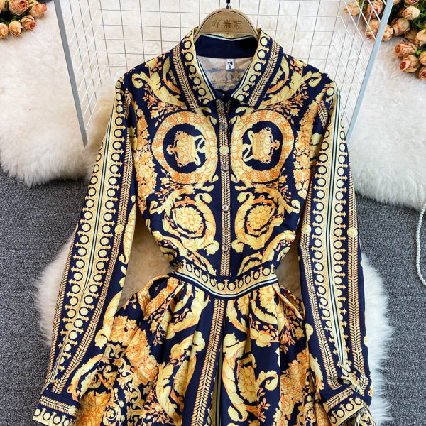 Rochie lunga moderna cu guler clasic