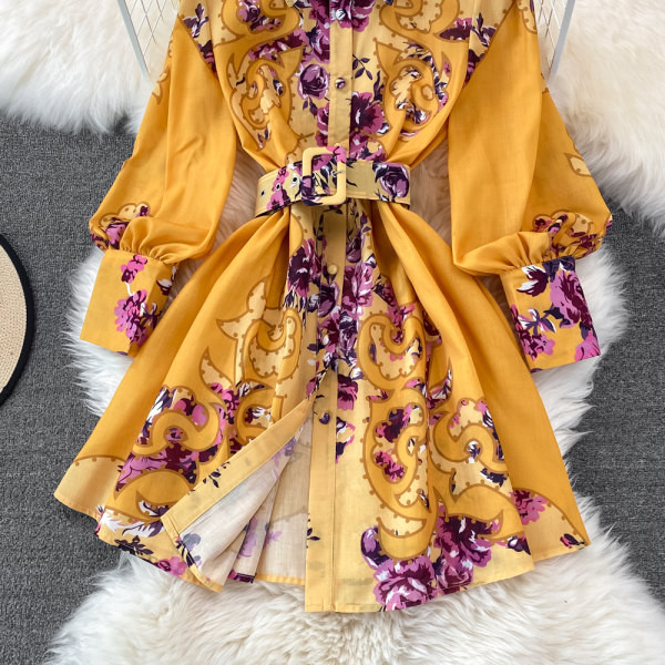 Naiste särk tüüpi kleit vöö ja pikkade varrukatega