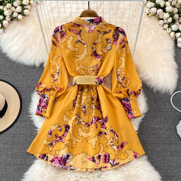 Naiste särk tüüpi kleit vöö ja pikkade varrukatega