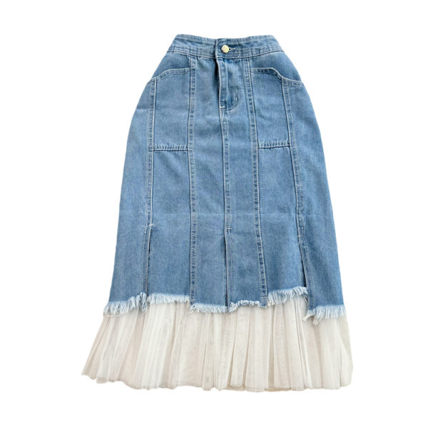 Naiste teksaseelik tülli ja kõrge vöökohaga