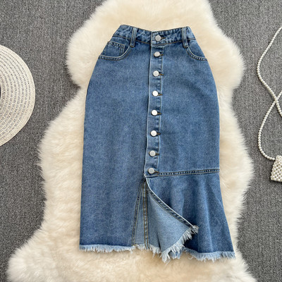 Naiste nööpidega teksaseelik