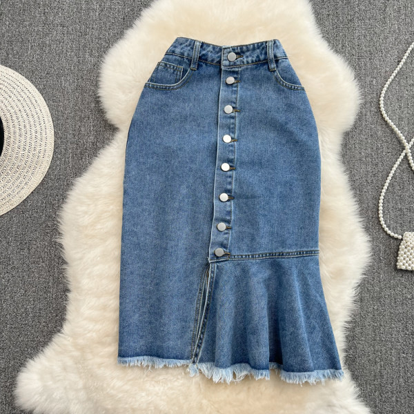 Naiste nööpidega teksaseelik