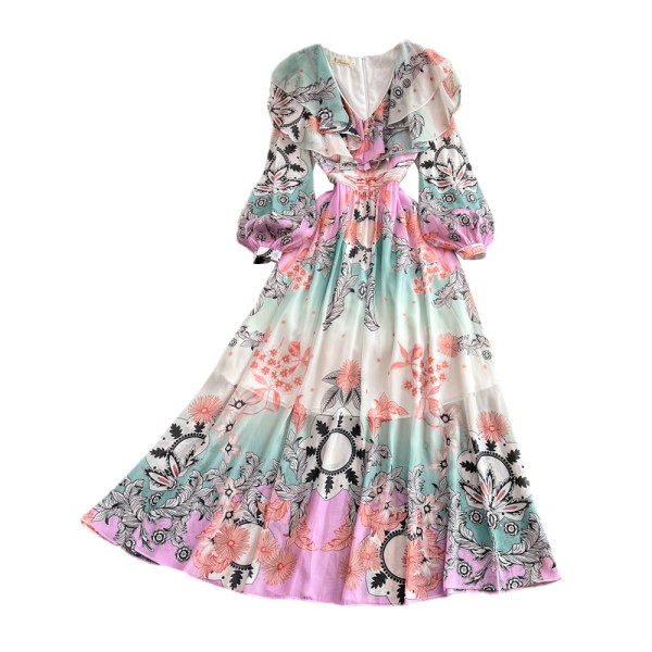 Spitsikaelusega naiste kleit - mitut värvi