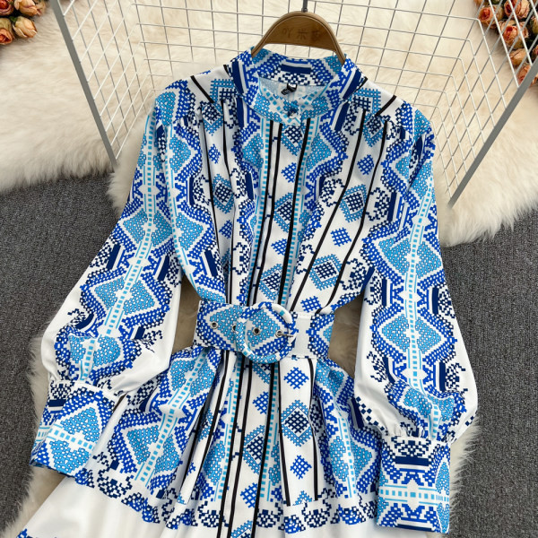 Rochie de dama cu centura in talie - albastra