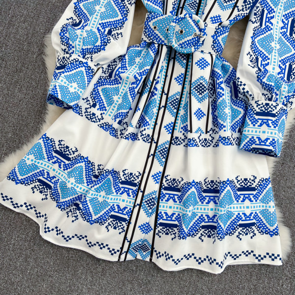 Rochie de dama cu centura in talie - albastra