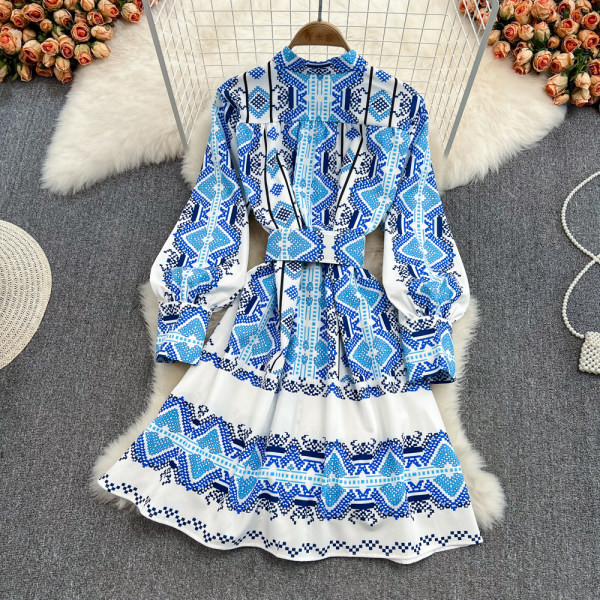 Rochie de dama cu centura in talie - albastra