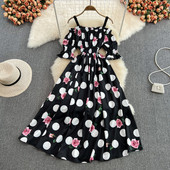 Vabaaja suvekleit rihmade ja elastse vöökohaga