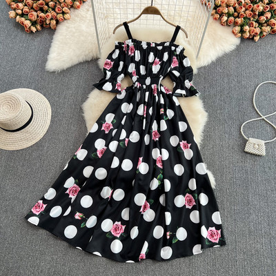 Vabaaja suvekleit rihmade ja elastse vöökohaga