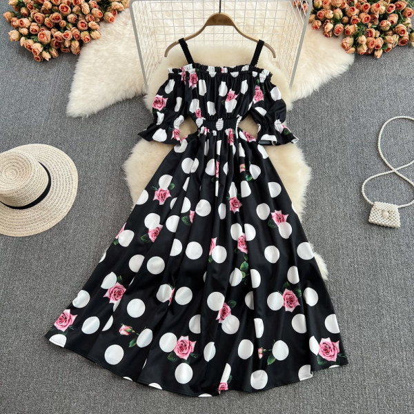 Vabaaja suvekleit rihmade ja elastse vöökohaga