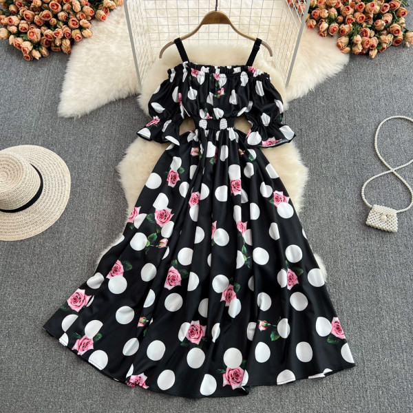 Vabaaja suvekleit rihmade ja elastse vöökohaga