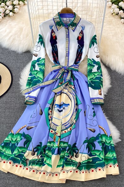 Värvilise mustriga kevadkleit - lõikega mudel