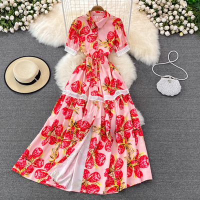 Naiste pikk lühikeste varrukatega kleit