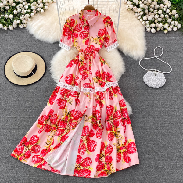 Naiste pikk lühikeste varrukatega kleit