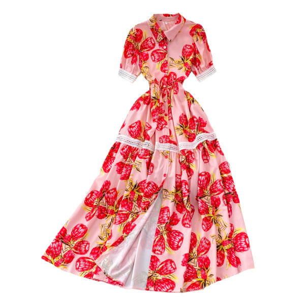 Naiste pikk lühikeste varrukatega kleit