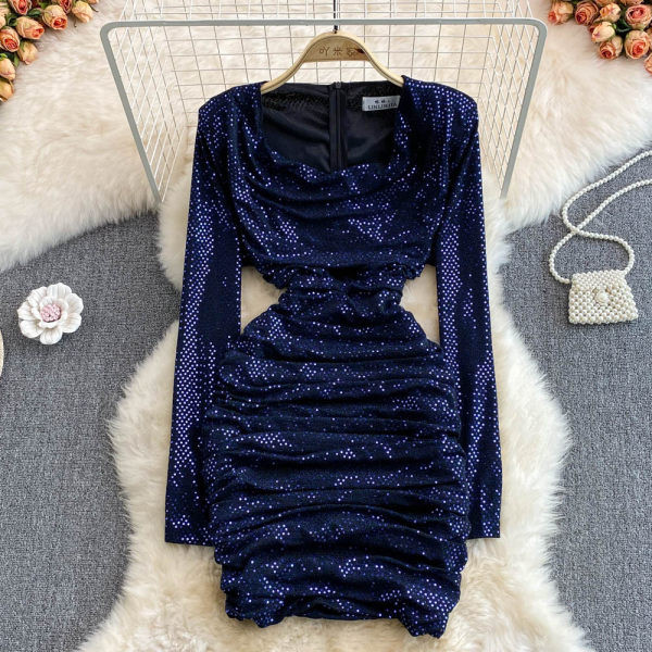 Rochie de dama eleganta cu model montat cu paiete