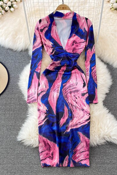 Uut mudelit spits kaelusega naiste kleit