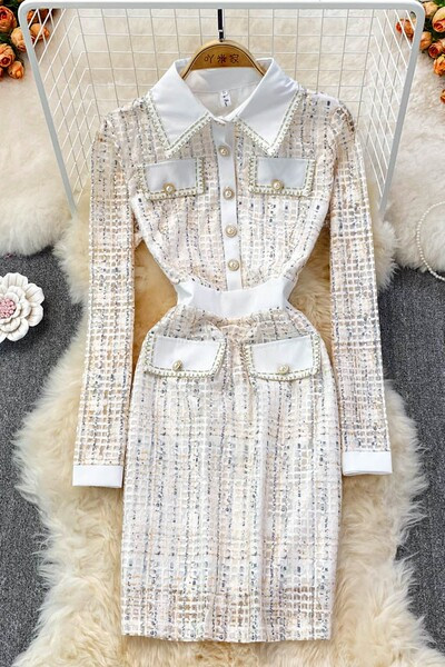 Liibuv naiste kleit elastse vöökohaga