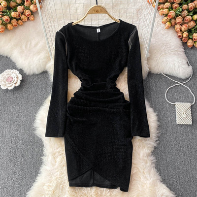 Rochie de dama asimetrica model nou cu decolteu rotund