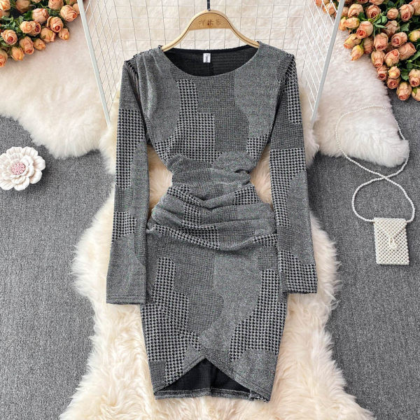 Rochie de dama asimetrica model nou cu decolteu rotund