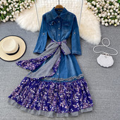 Denimlõikeline taskutega kleit