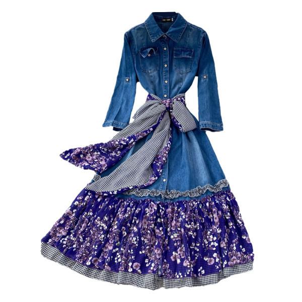 Denimlõikeline taskutega kleit