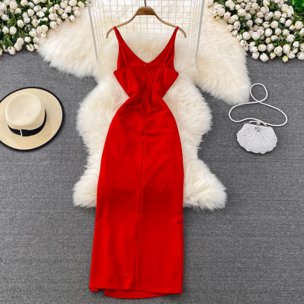 Stiilne kolme värvi kivikestega naiste kleit