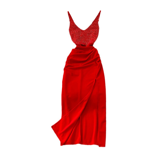 Stiilne kolme värvi kivikestega naiste kleit