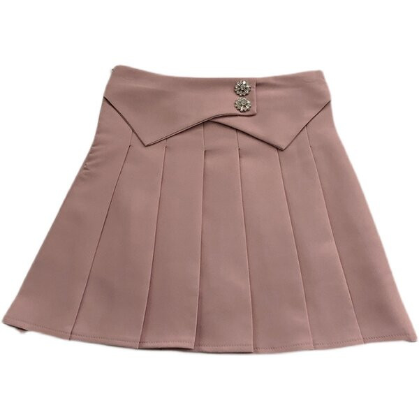 Plisseeritud lühike nööpidega seelik ja kõrge vöökoht