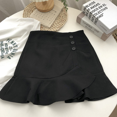 Kõrge vöökoha ja lokkidega kevadine naiste seelik