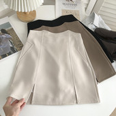 Moodne kõrge vöökoha ja lõhikutega naiste seelik