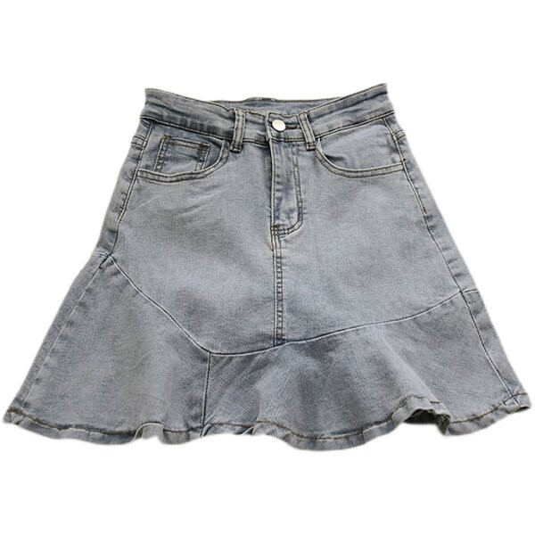 Fusta scurta de dama din denim cu talie inalta