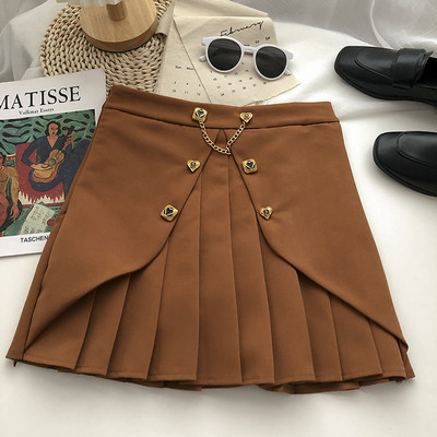 Moodne naiste plisseeritud seelik metallketiga