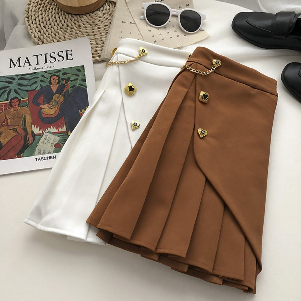 Moodne naiste plisseeritud seelik metallketiga