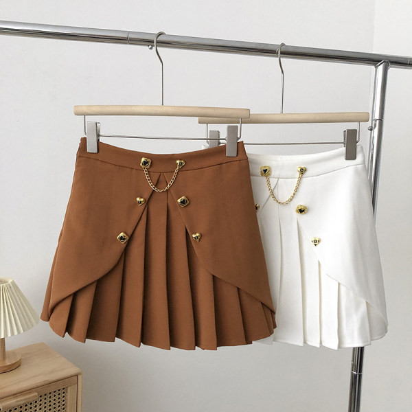 Moodne naiste plisseeritud seelik metallketiga