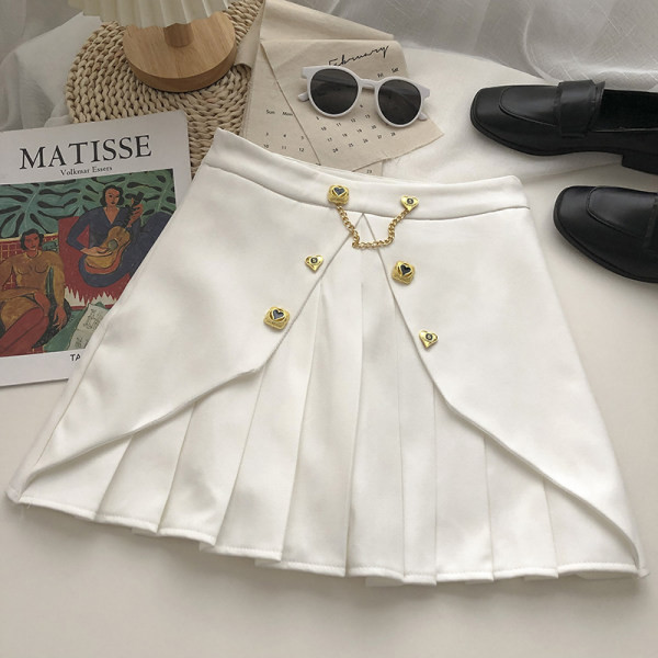 Moodne naiste plisseeritud seelik metallketiga