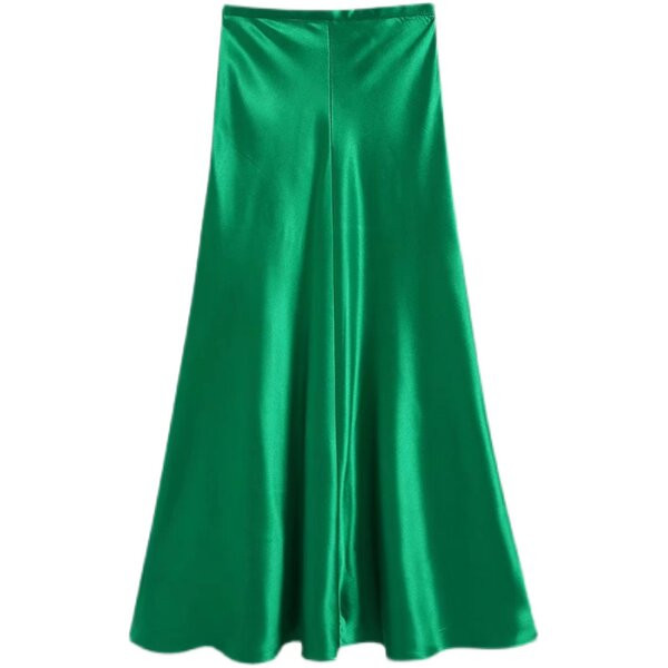 Satiinist pikk seelik kõrge vöökohaga