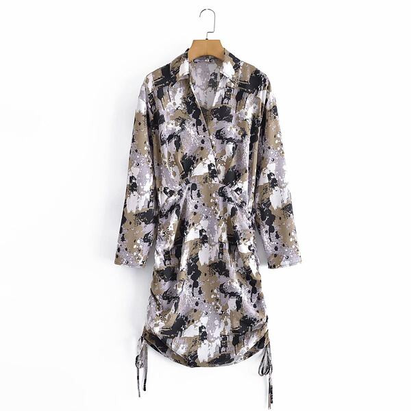 Γυναικείο φόρεμα με  λαιμόκοψη και κορδόνια